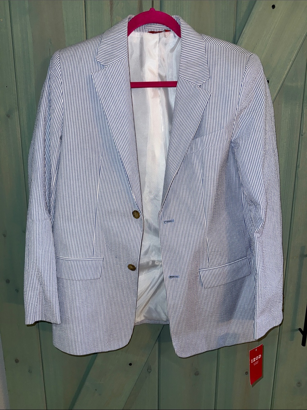 Boys izod striped blue and white suit jacket NWT XL 18